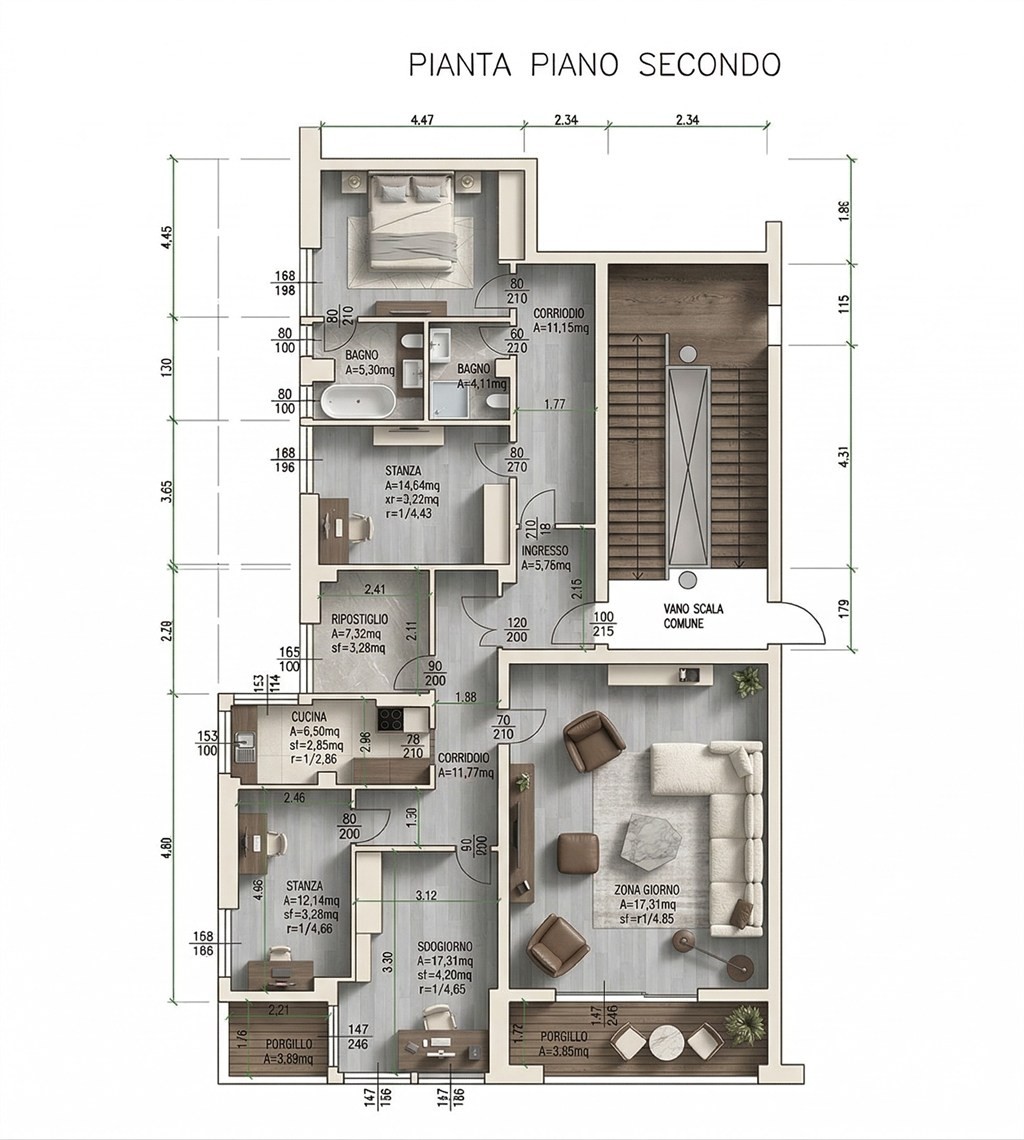 3 stanze  in zona Santa Chiara